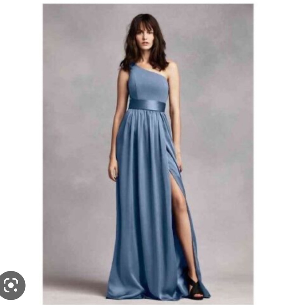 White by Vera Wang Charmeuse One Shoulder Bridesmaid Dress